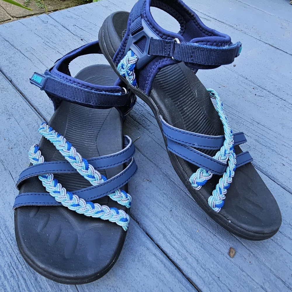 DUINN Hiking Sport Walk Sandal Adjustable Straps Blue Women's Size 8 US - 38 EU